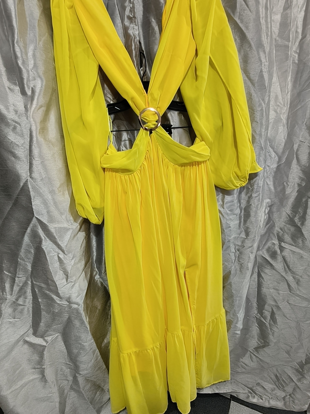 Bright Yellow Maxi Dress with Ring Detail